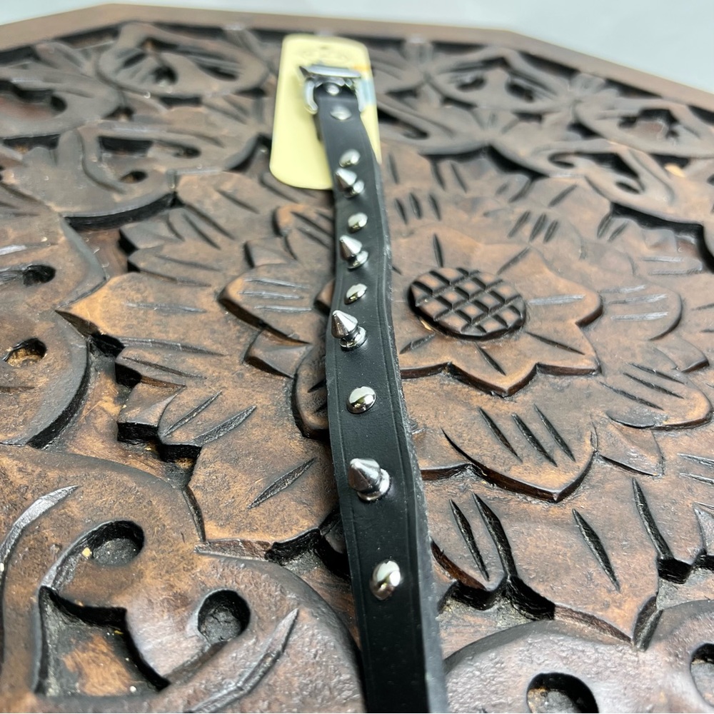 NEW Bond & Co genuine leather black studded collar, small